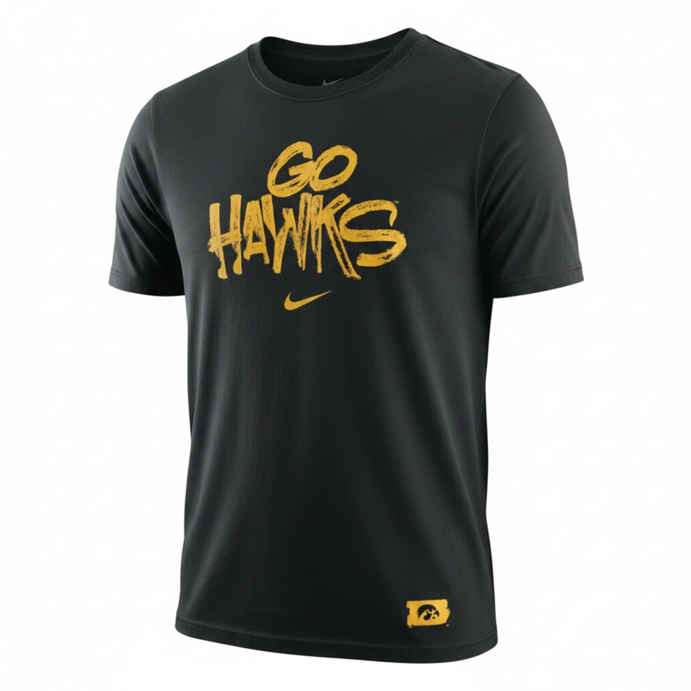 Nike Iowa Hawkeyes Go Hawks Men's Black T-Shirt